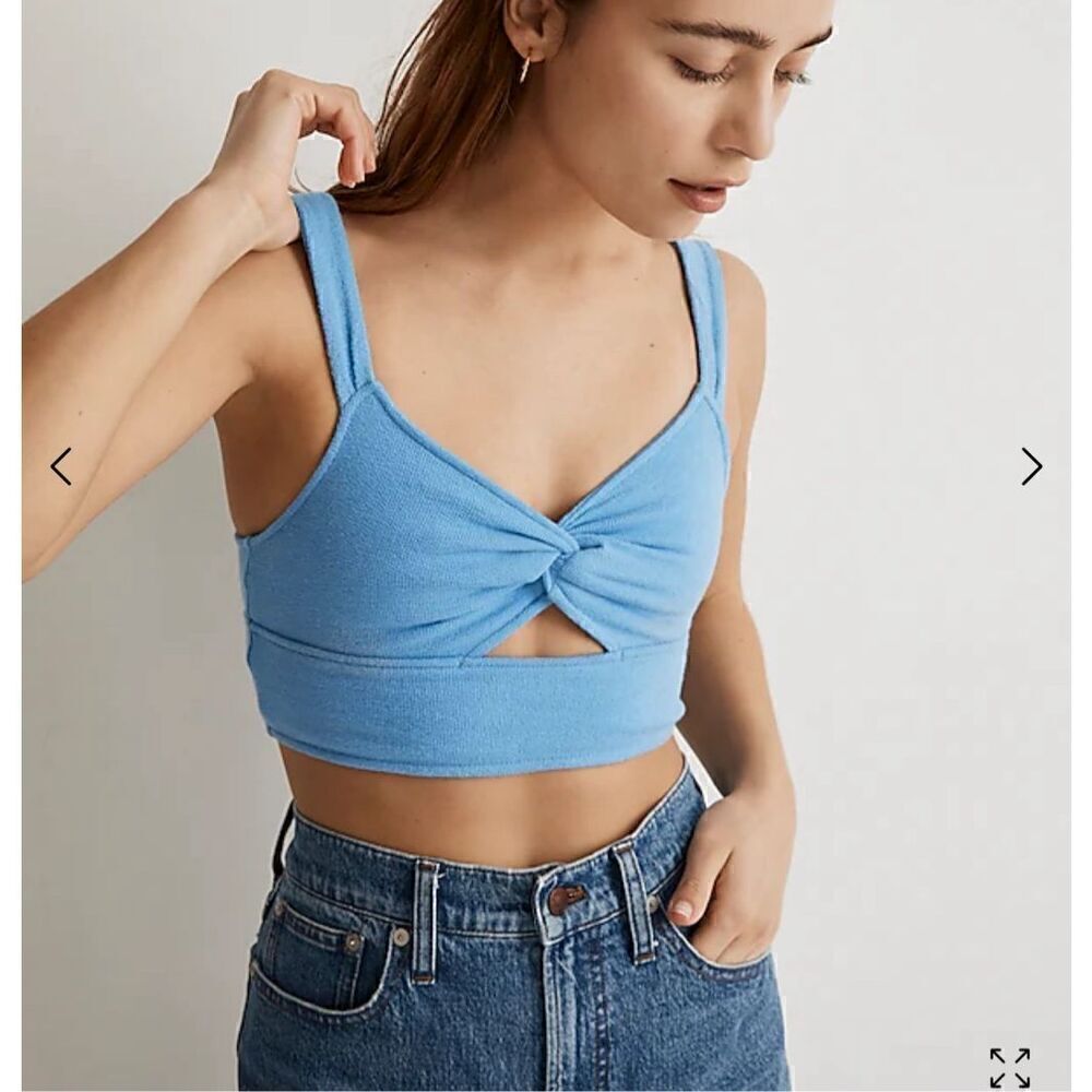 $40 Madewell Cutout Knot-Front Crop Tank Top size XXS m6